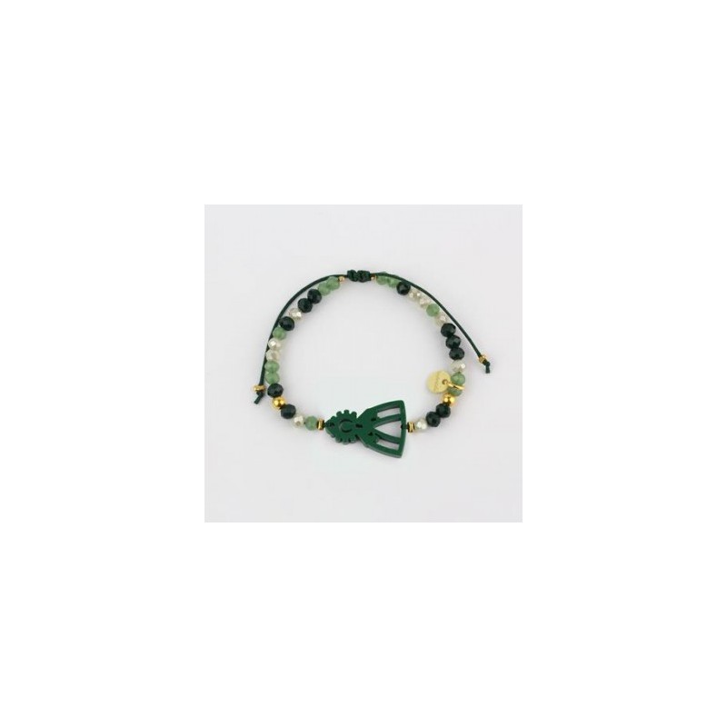 Pulsera relieve colorines - piedras multicolor - medalla