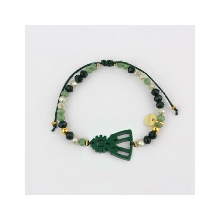 Pulsera relieve colorines - piedras multicolor - medalla